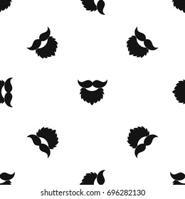 Beard and mustache pattern repeat seamless in black color for any design. Vector geometric illustration