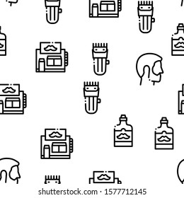 Beard And Mustache Seamless Pattern Vector Thin Line. Illustrations