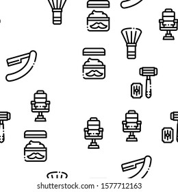 Beard And Mustache Seamless Pattern Vector Thin Line. Illustrations