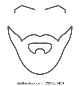 Beard and mustache thin line icon, barber and hairstyle, male hair sign, vector graphics, a linear pattern on a white background, eps 10.
