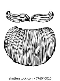 beard and mustache ,vector, hand drawing on white background , sketch , isolated