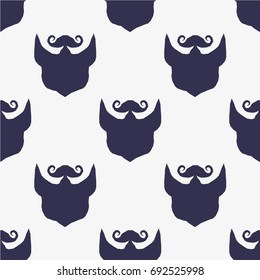 Beard and Mustache in Vector Men's Set, made in Flat Style on Light Background. Concept of Popular Seamless Pattern.