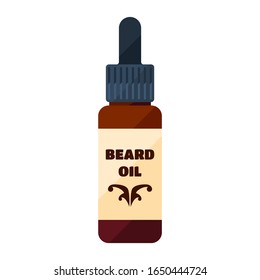 Beard oil flat icon isolated on white for man hair care labels and barbershop advertising
