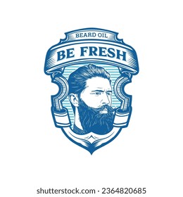Beard Oil Man Vector Logo Vintage Illustration