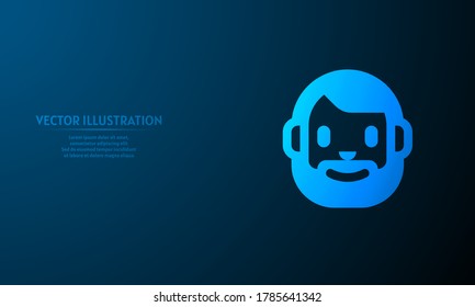 beard on blue abstract background.  starlight background