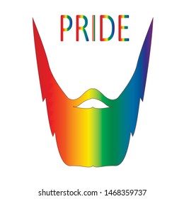 the beard is painted with different colors. LGBT concept. Vector graphics