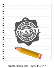 Beard pencil strokes emblem. Vector Illustration. Detailed. 