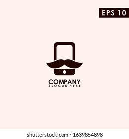 Beard Of Phone Modern Logo Design In Flat Style Vector Template