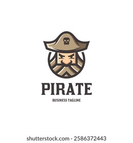 beard pirate mascot logo vector