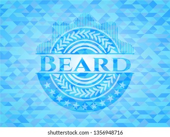 Beard realistic sky blue mosaic emblem