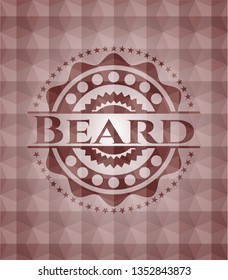Beard red seamless badge with geometric background.
