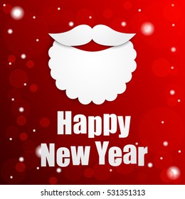 The beard of Santa Claus with a congratulation on an abstract red background.