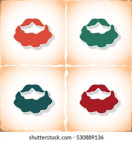 Beard of Santa Claus. Flat sticker with shadow on old paper. Vector illustration