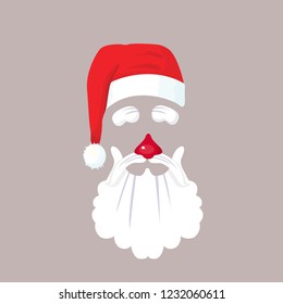 beard santa claus and nose vector