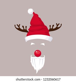 beard santa claus and nose vector