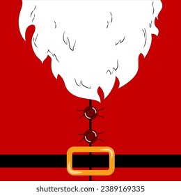 Beard and Santa suit with belt and gold buckle. Illustrator 10 EPS
