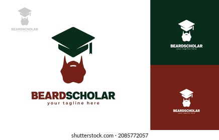 Beard scholar logo design. vector