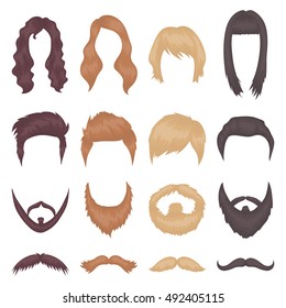 Beard set icons in cartoon style. Big collection of vector illustration symbol.