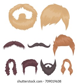 Beard set icons in cartoon style. Big collection of beard vector symbol stock illustration