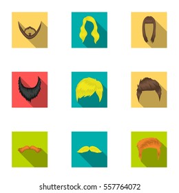 Beard set icons in flat style. Big collection of beard vector symbol stock illustration