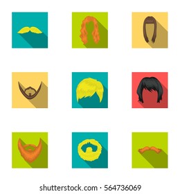 Beard set icons in flat style. Big collection of beard vector symbol stock illustration