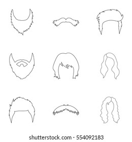 Beard set icons in outline style. Big collection of beard vector symbol stock illustration