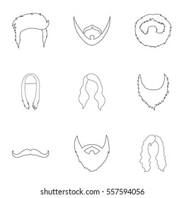 Beard set icons in outline style. Big collection of beard vector symbol stock illustration