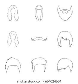 Beard set icons in outline style. Big collection of beard vector symbol stock illustration