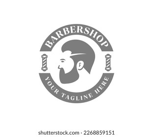 Beard shave men hairdresser, haircut barber shop logo design. Barber shop symbol. Barber shop label, badge, or emblem, vector design and illustration.
