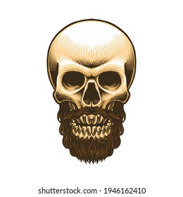 Beard Skull hand drawn vector