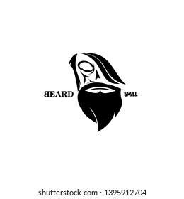 beard skull logo concept brand