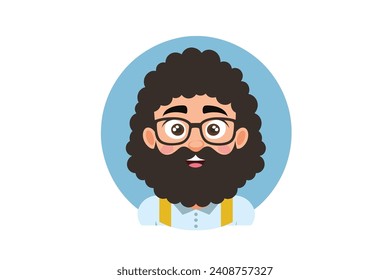 Beard Spectacles cartoon character vector illustration