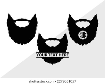 Beard SVG Monogram Vector Illustration Silhouette