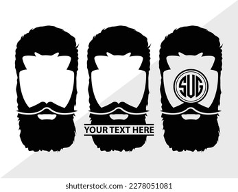 Beard SVG Monogram Vector Illustration Silhouette