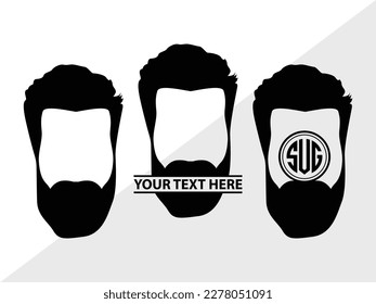 Beard SVG Monogram Vector Illustration Silhouette