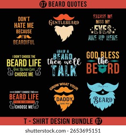 Barba T camisa design bundle. Design para homens t camisa, tipografia, impressão, cartão de presente, design caneca.  Presente para meninos ou homens. Pod. 7 set. 