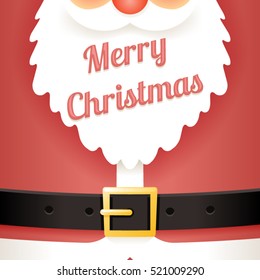 Beard Text Santa Claus Belt Greating Card Template Cartoon Vector Illustration