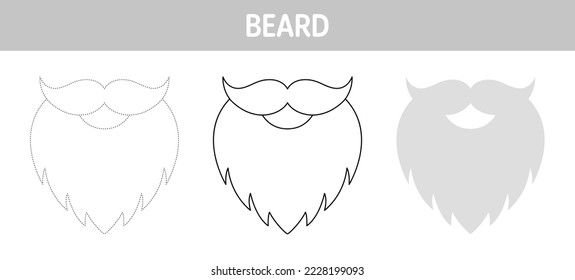 Beard tracing and coloring worksheet for kids