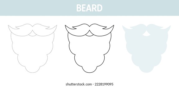 Beard tracing and coloring worksheet for kids