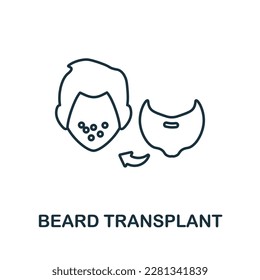 Icono de línea de trasplante de barba. Signo de elemento de la colección de trasplantes. Señal de icono del contorno del trasplante de barba plana para diseño web, infografías y más.