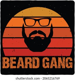 Diseño de tipografía barba, Mustache con signo de barba, ilustración vectorial vintage.