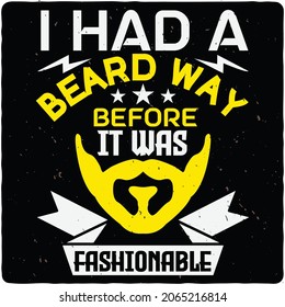 Beard typography Design, Mustache with beard sign, Vector vintage illustration.