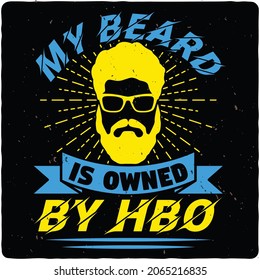 Beard typography Design, Mustache with beard sign, Vector vintage illustration.