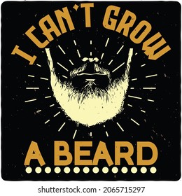 Beard typography Design, Mustache with beard sign, Vector vintage illustration.