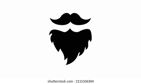 Beard Vector Icon. Vector isolated editable black and white beard and moustache illustration