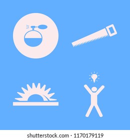 beard vector icons set. with cologne spray, saw and happy man bulb in set