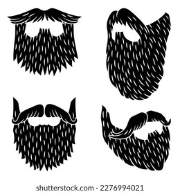 beard vector silhouettes isolated on white