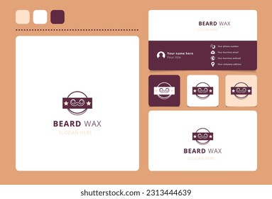 Beard wax logo design with editable slogan. Branding book and business card template.