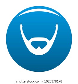 Beard and whiskers icon vector blue circle isolated on white background 