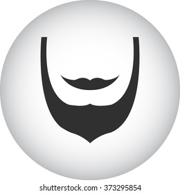 Beard wih mustaches simple icon on round background